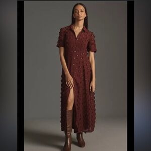 Burgundy Button-Up Dress